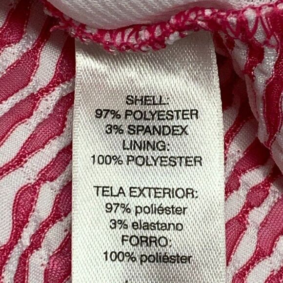 Chico's 2 (12) Top Dolman Sl Pink White Crinkle Lined in Front Semi-sheer - Picture 7 of 9